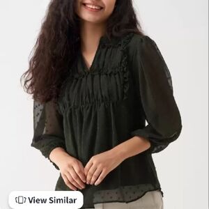 Black V-neck Cuffed Sleeve Blouse